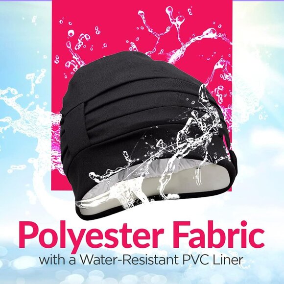 Beemo Swim Cap for Women Polyester Latex Lined Adjustable Velcro - Hot Pink - Picture 4 of 7